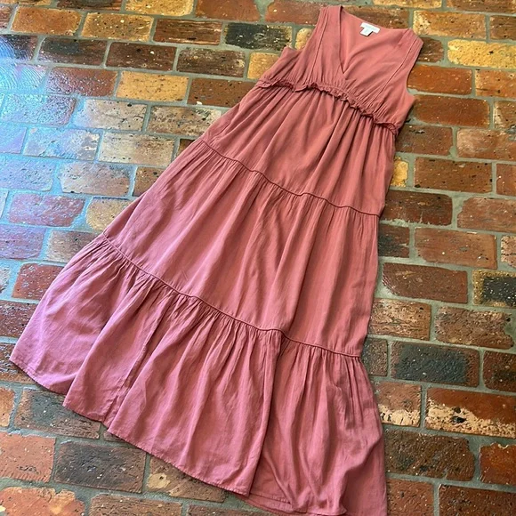 Rachel Zoe Boho V-neck Sleeveless Tiered Maxi Cotton Dress szS - Picture 10 of 13